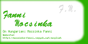 fanni mocsinka business card